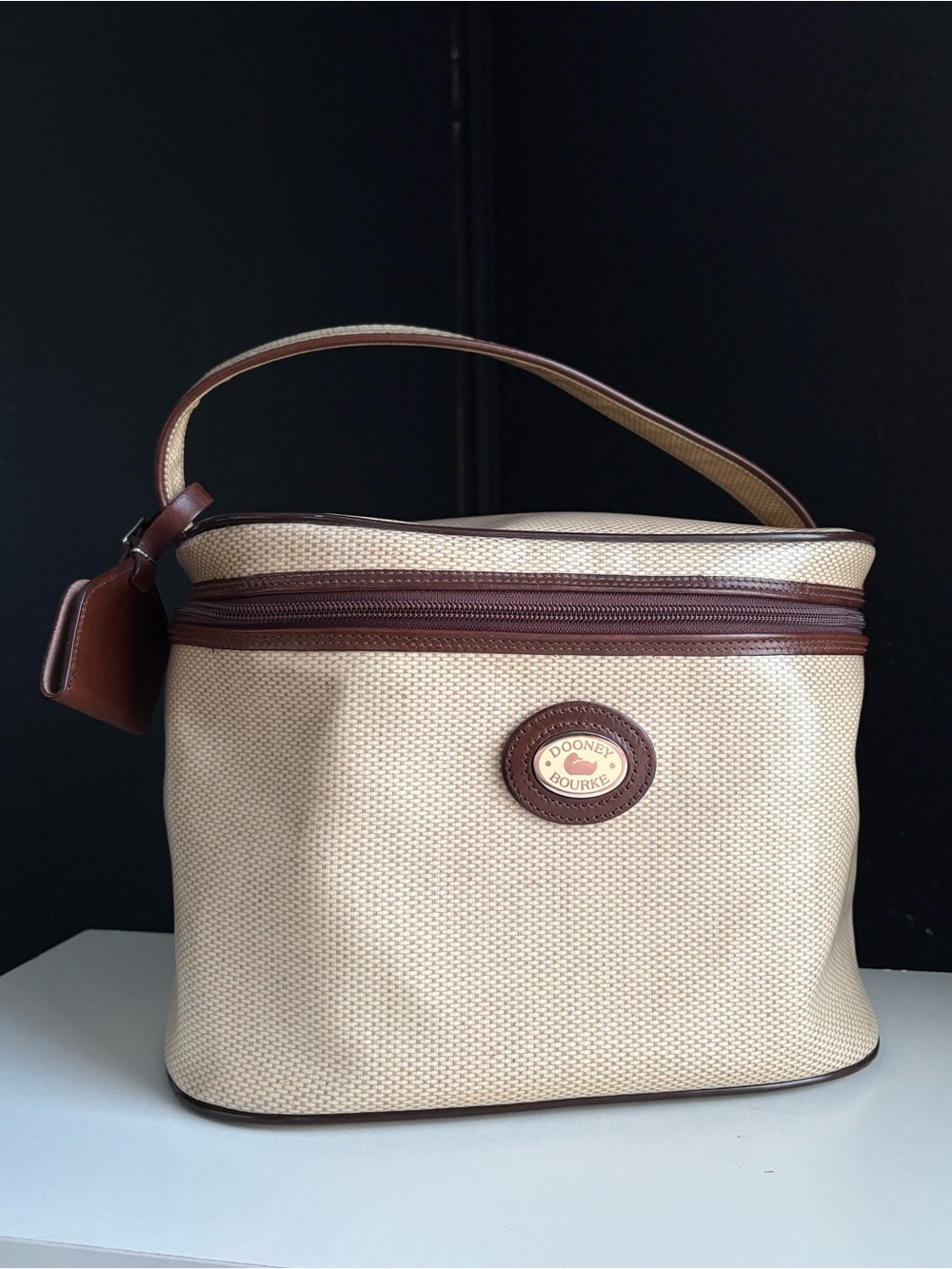 Dooney & Bourke Panama Coated Tweed Canvas Cosmetic Train Travel Bag Case